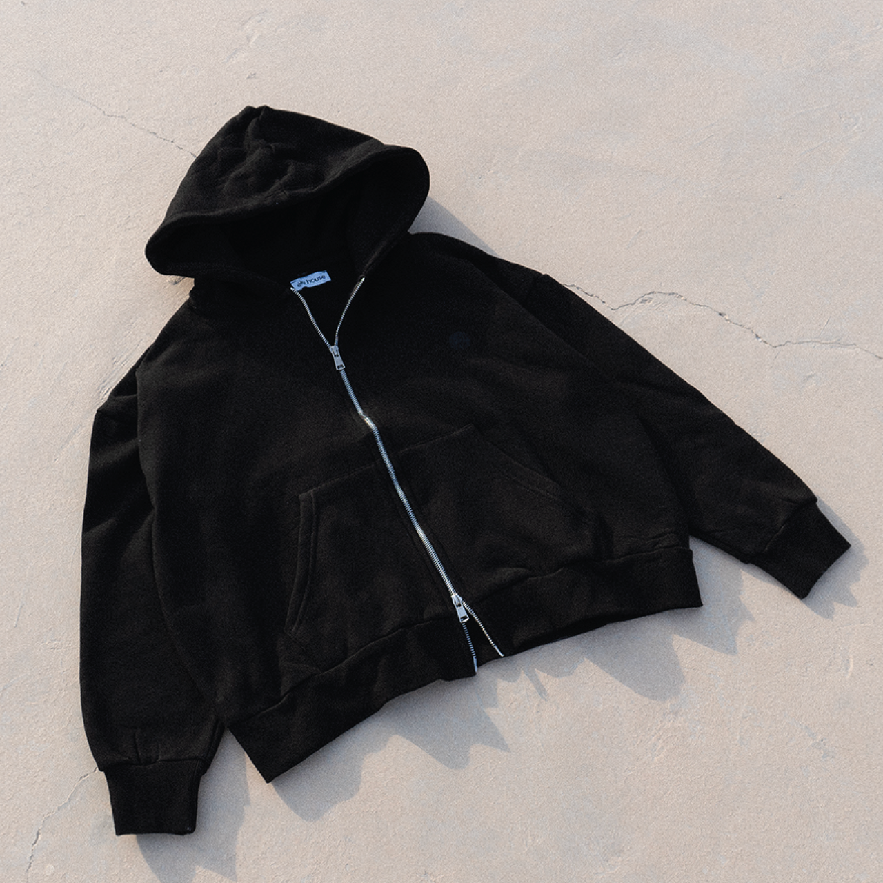 Signature Double zip hoodie Noir